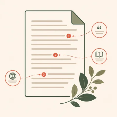 Illustration of a document with citation markers