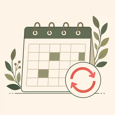 Illustration of a calendar with a refresh arrow